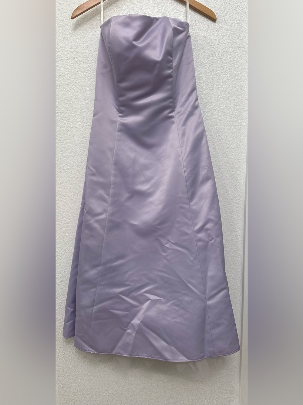 Strapless Lavender A-Line Satin Dress